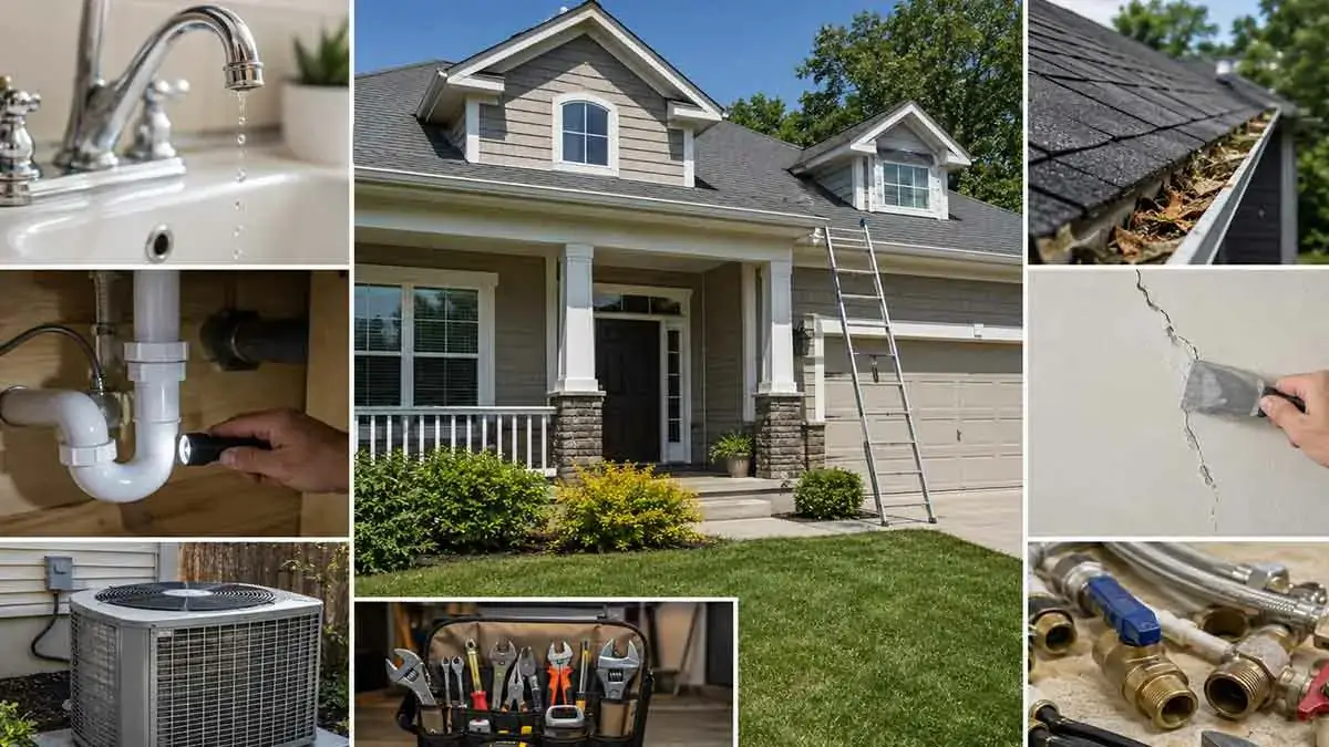 Common home problems including plumbing, HVAC, roof, and maintenance issues