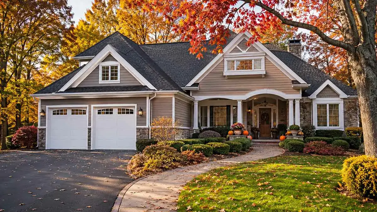 Well-maintained home during fall seasonal maintenance