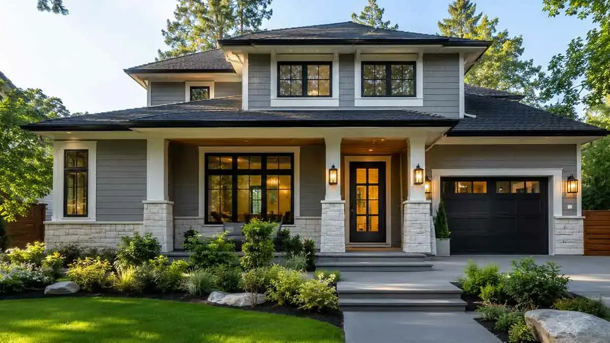 Home exterior improvements with landscaping and modern design