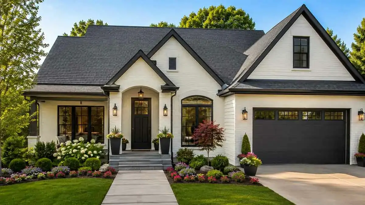 Home with improved curb appeal, landscaping, and refreshed front entrance