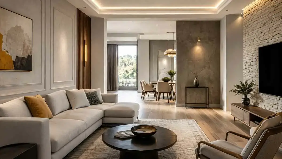 Interior wall finishes and materials