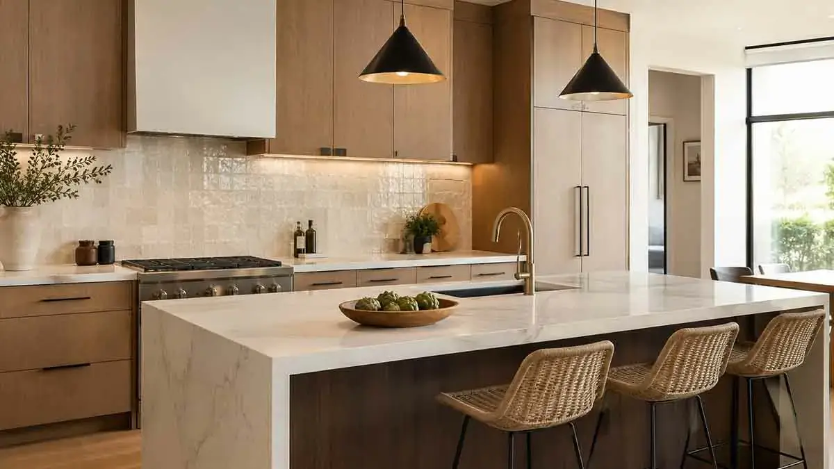 Modern kitchen with quartz countertop