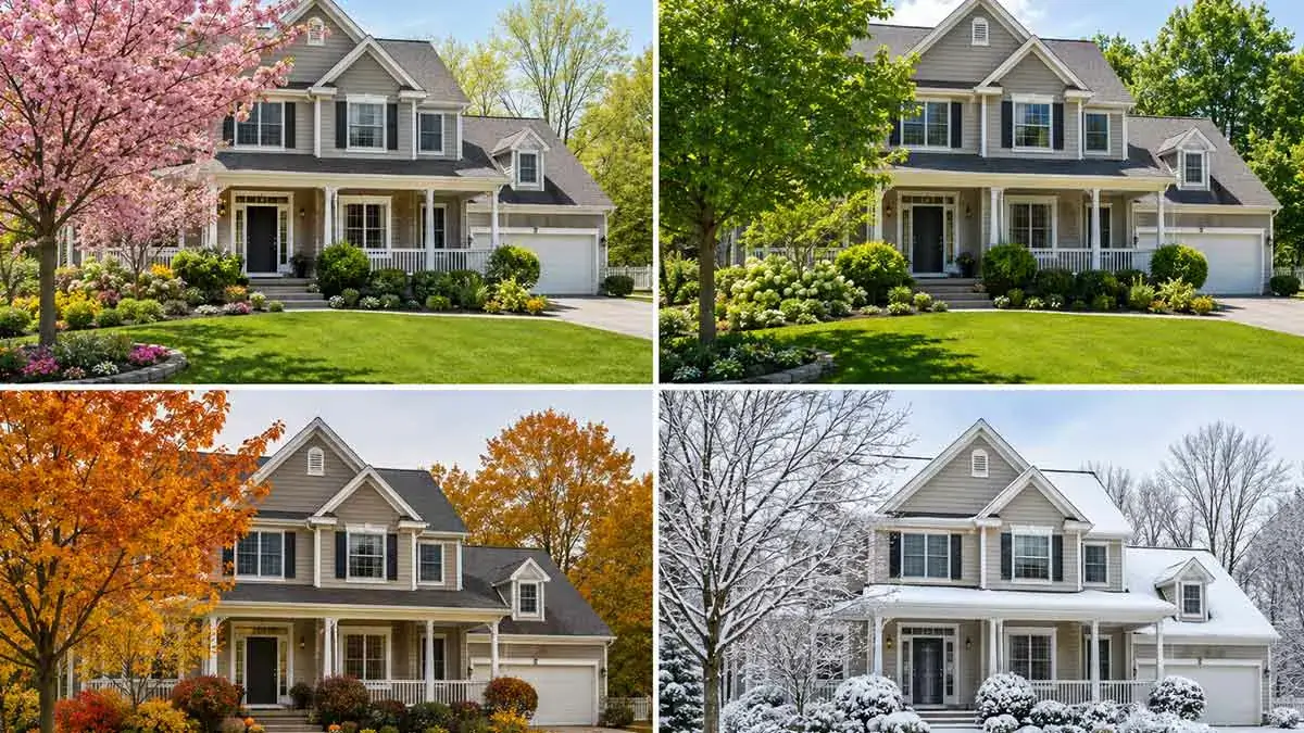 Residential home representing seasonal maintenance throughout the year
