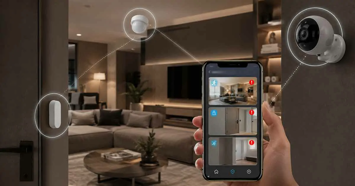 Smart home monitoring system with connected devices