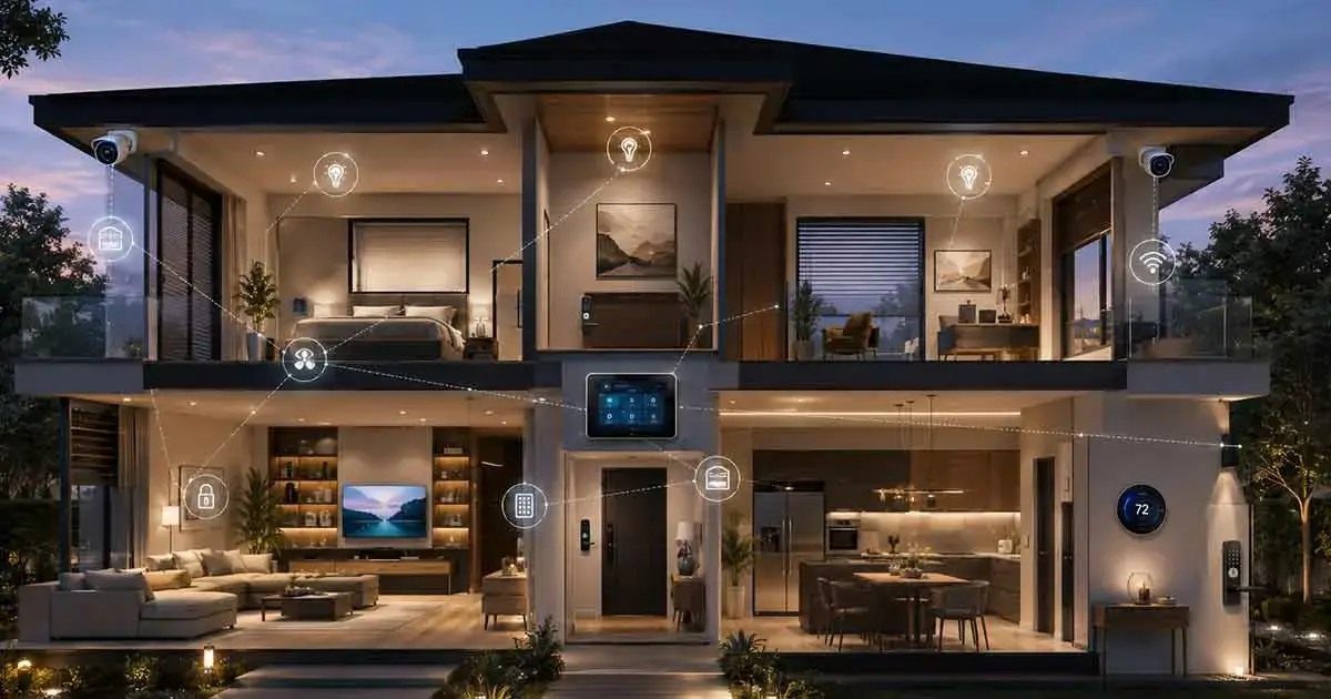 Whole home automation system with connected smart devices
