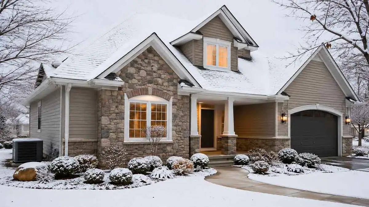 Well-maintained home during winter seasonal maintenance