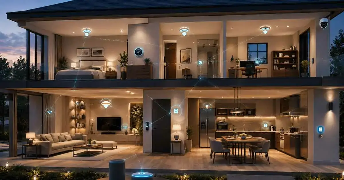 Wireless home automation system connecting smart devices throughout a home